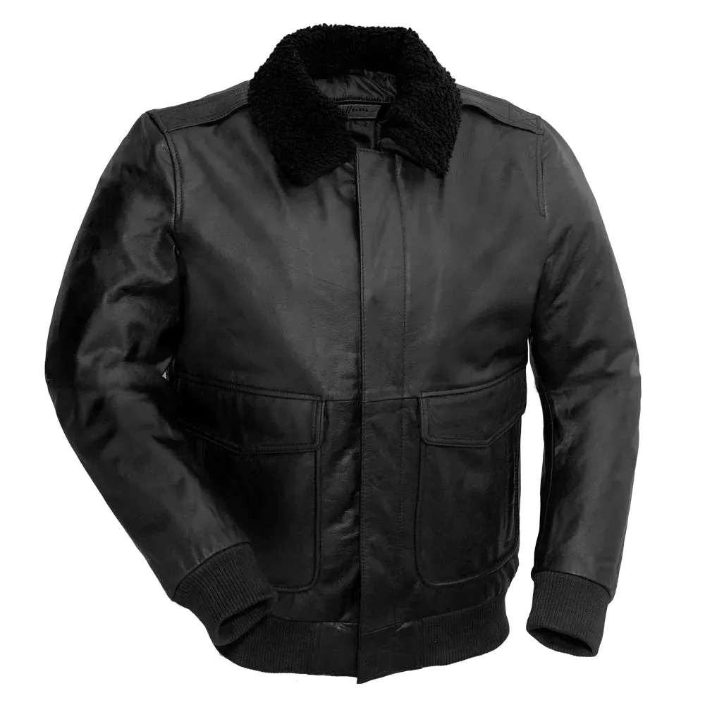 Mens Bomber Leather Jacket Black