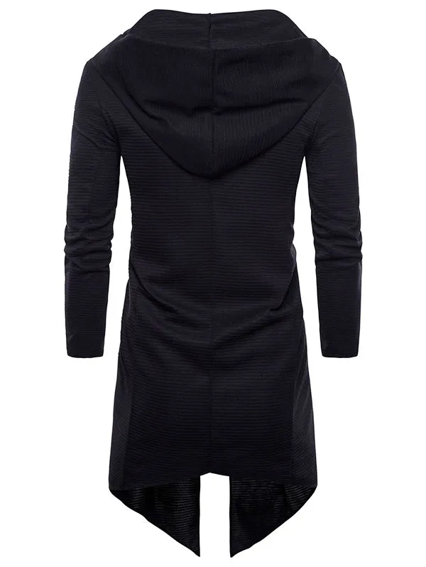 Men's Fashion Hooded Cardigan Knit Sweater Trench Long Sleeved Coat