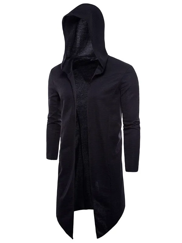 Men's Fashion Hooded Cardigan Knit Sweater Trench Long Sleeved Coat