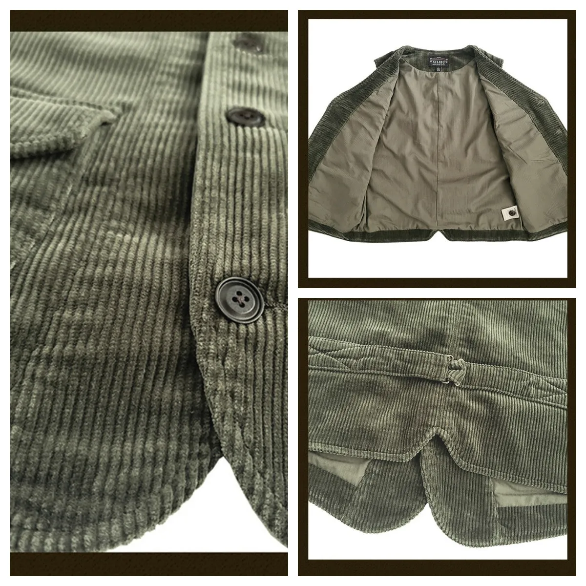 Men's Green Safari Corduroy Vest