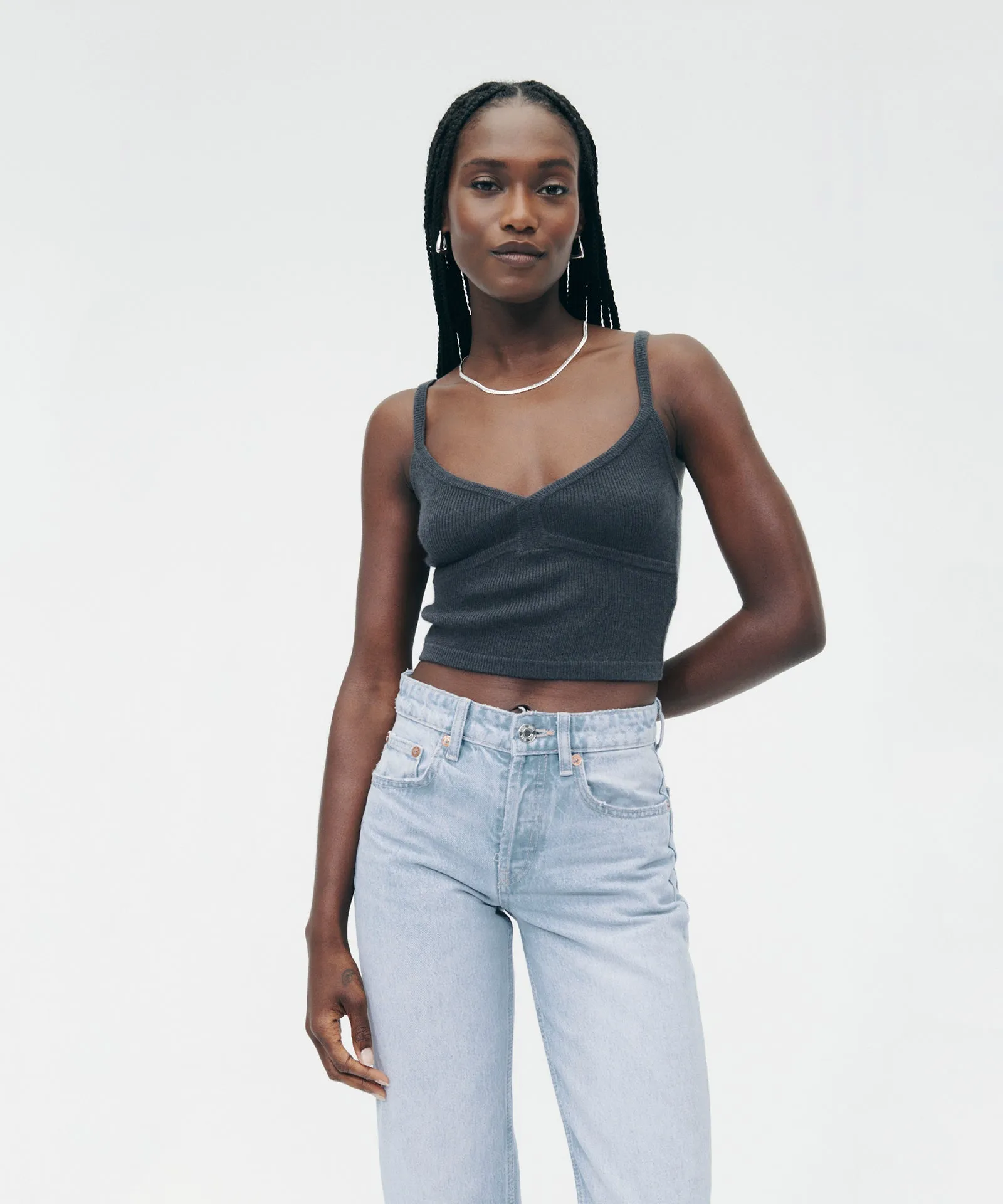 Merino Cashmere Baby Rib Cropped Cami