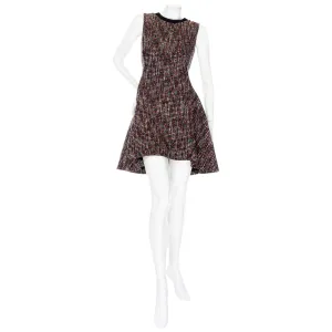 Multicolored Wool-Blend Tweed Fit and Flare Dress