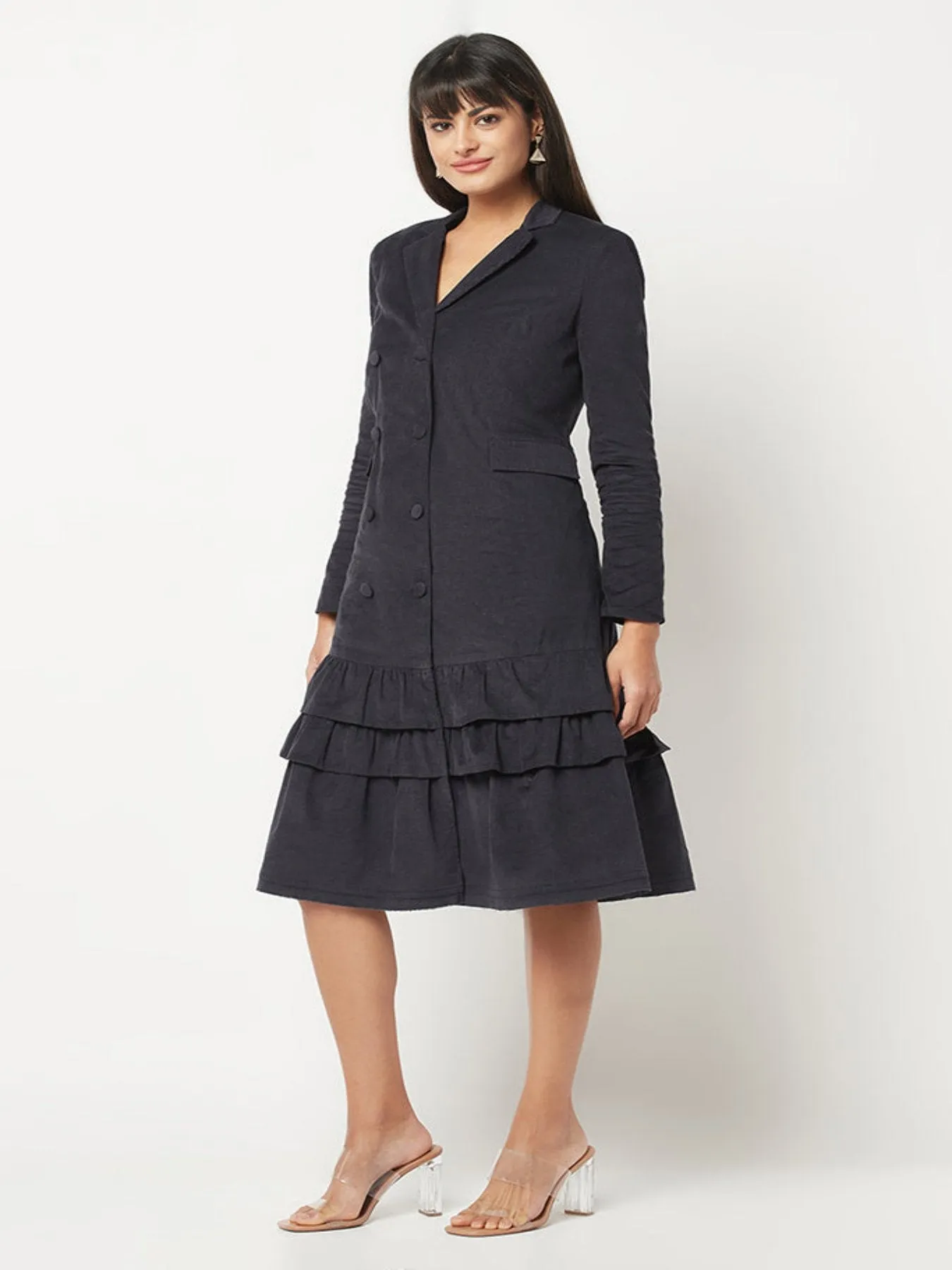 Navy Blue Corduroy Dress