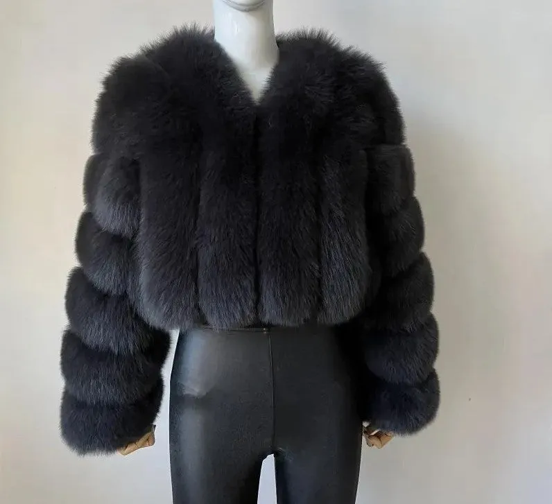 New Fur Women's Coat Short Stitching Long Sleeve