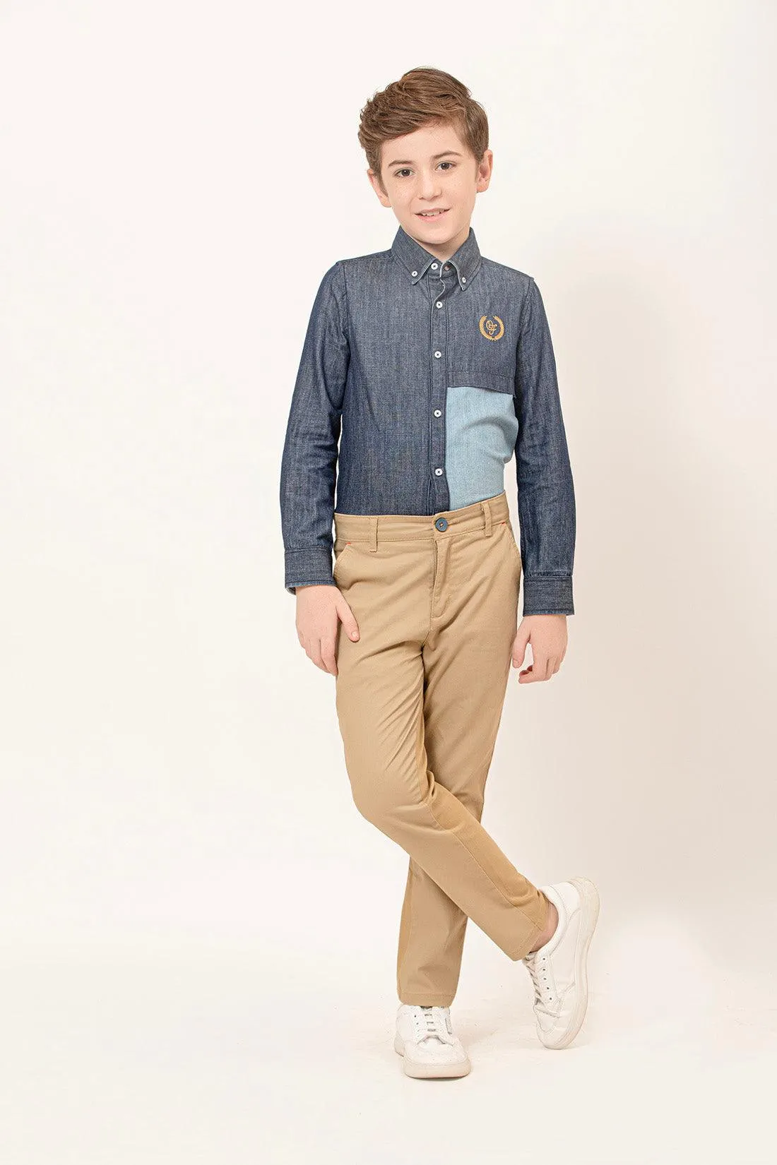 One Friday Varsity Chic Beige Comfort-fit Pants for Boys