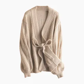 Organic Cashmere Natural & Grey Cardigan