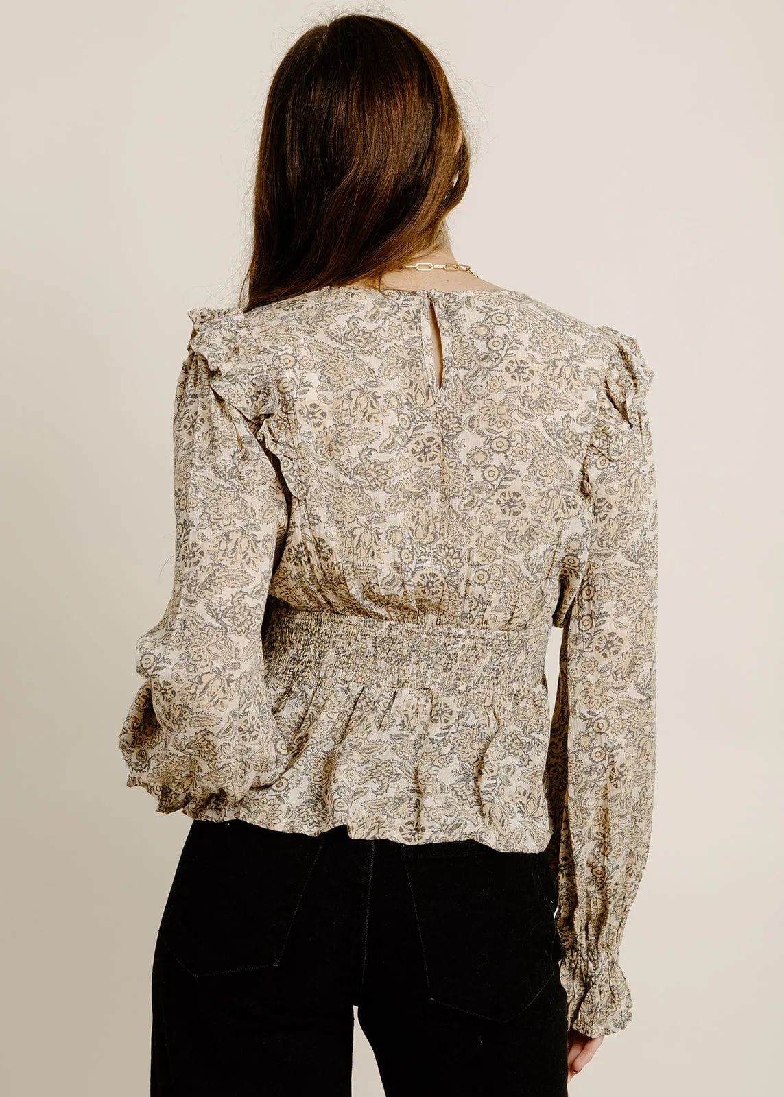 Paisley Ruffled Peplum Top