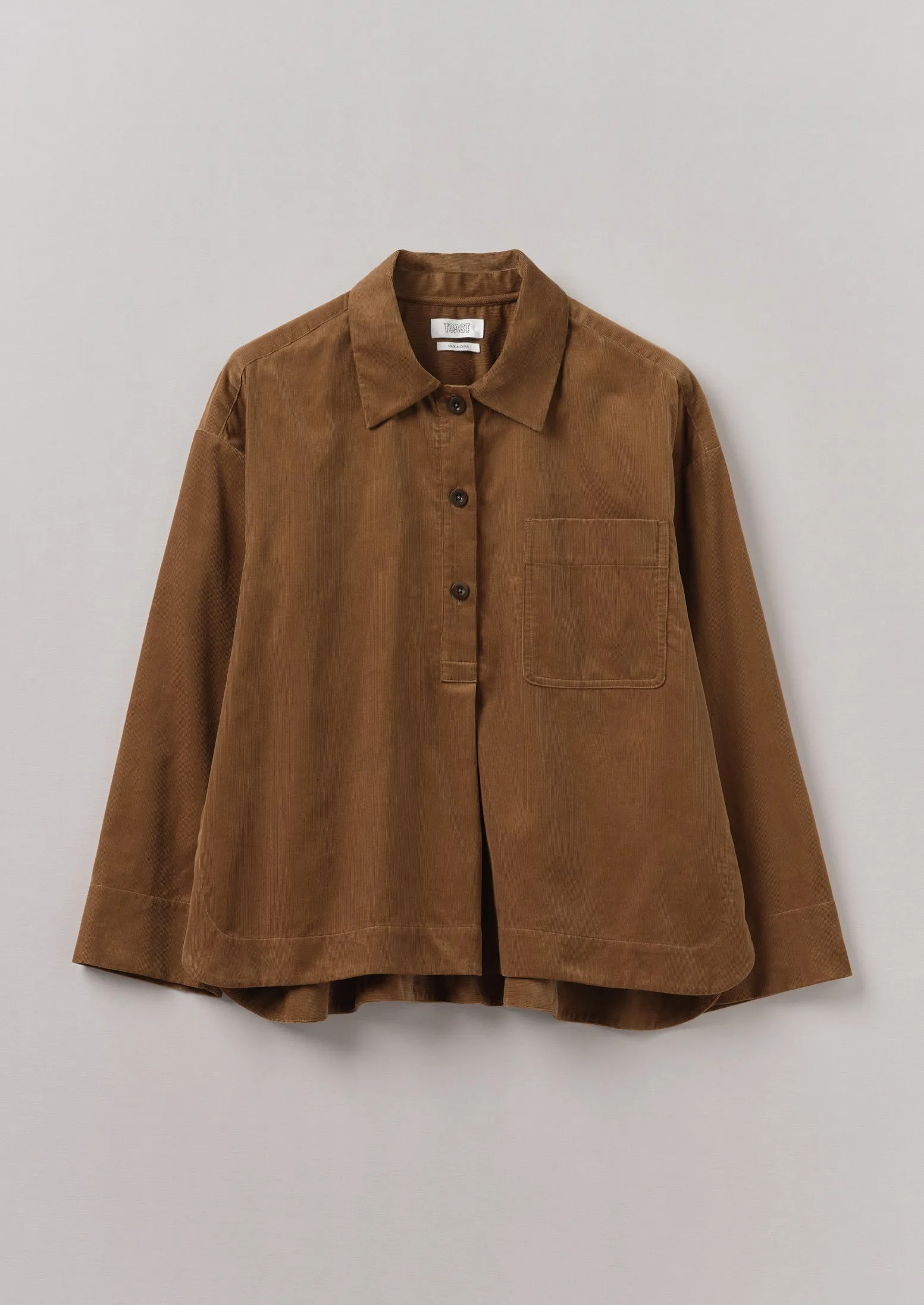 Patch Pocket Organic Needlecord Shirt | Brown Anise