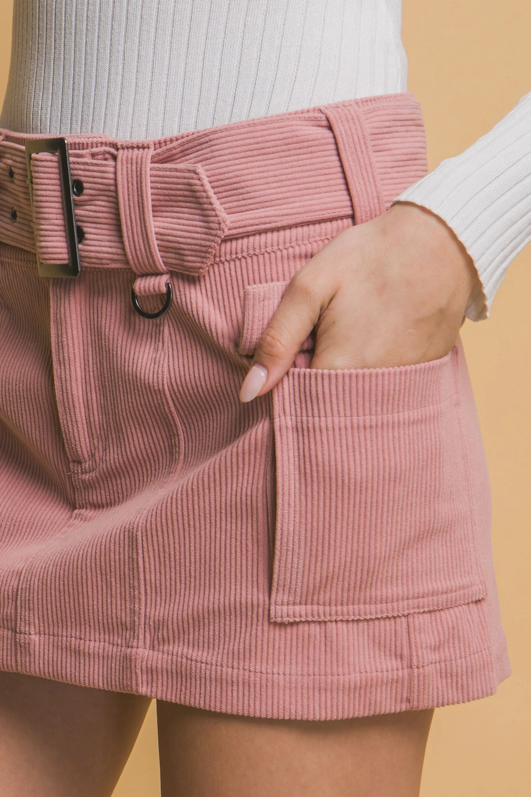 Pink Cord Skirt