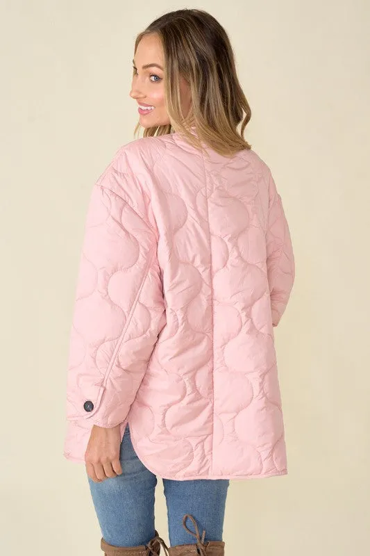 Pink Women's Onion Quilted Liner Jacket Button Down