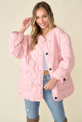 Pink Women's Onion Quilted Liner Jacket Button Down