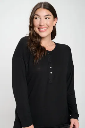 Plus Size Heather Henley Oversized Tunic Top