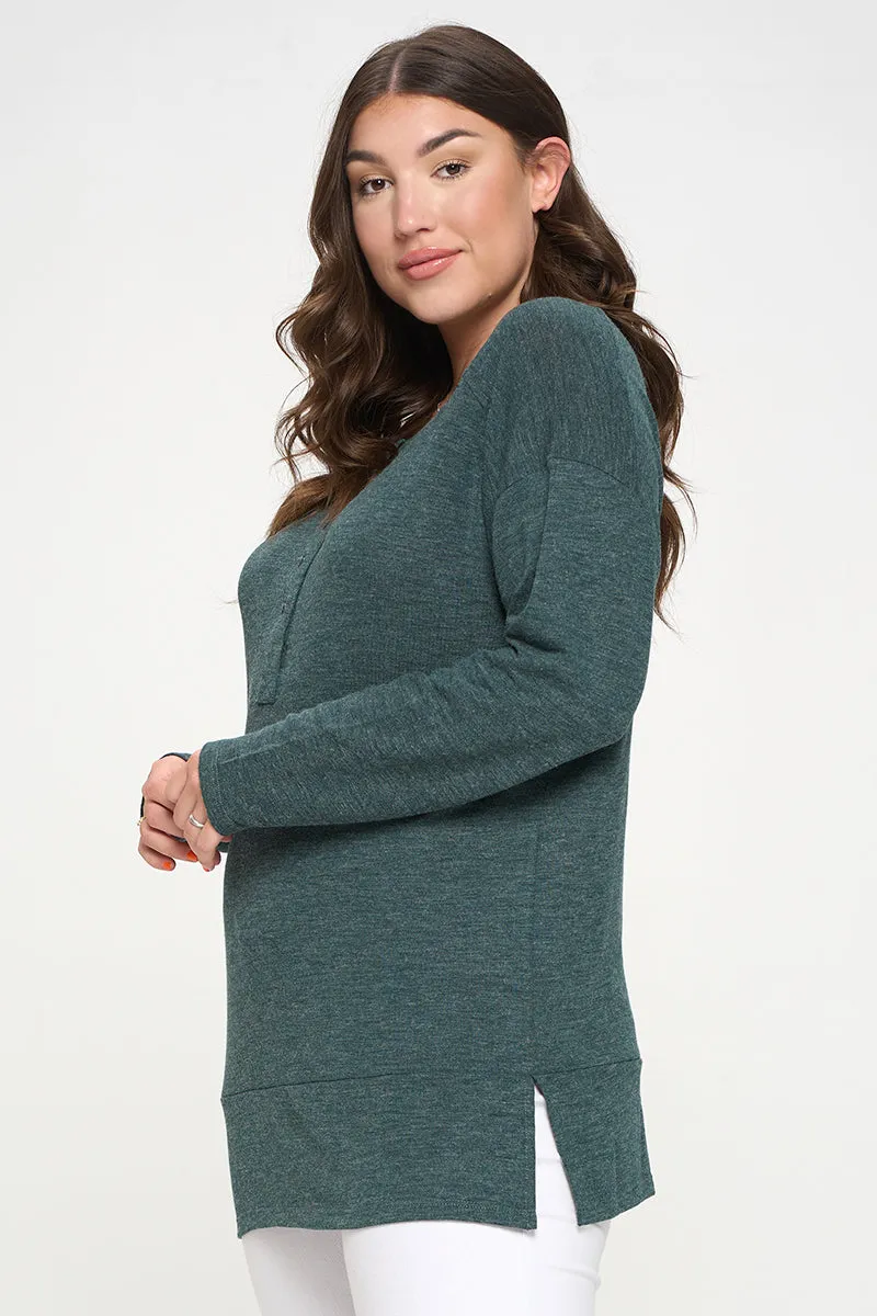 Plus Size Heather Henley Oversized Tunic Top