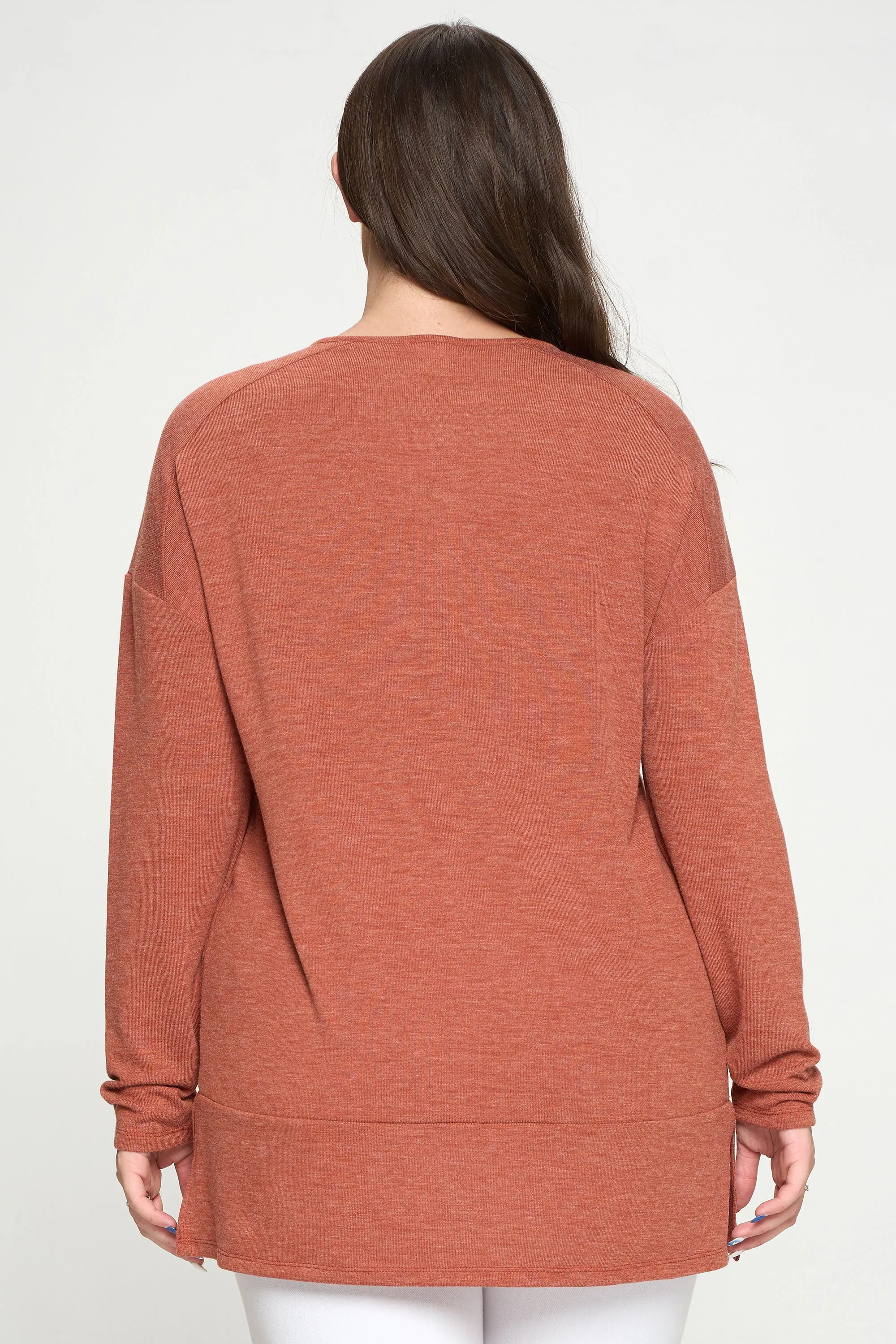 Plus Size Heather Henley Oversized Tunic Top