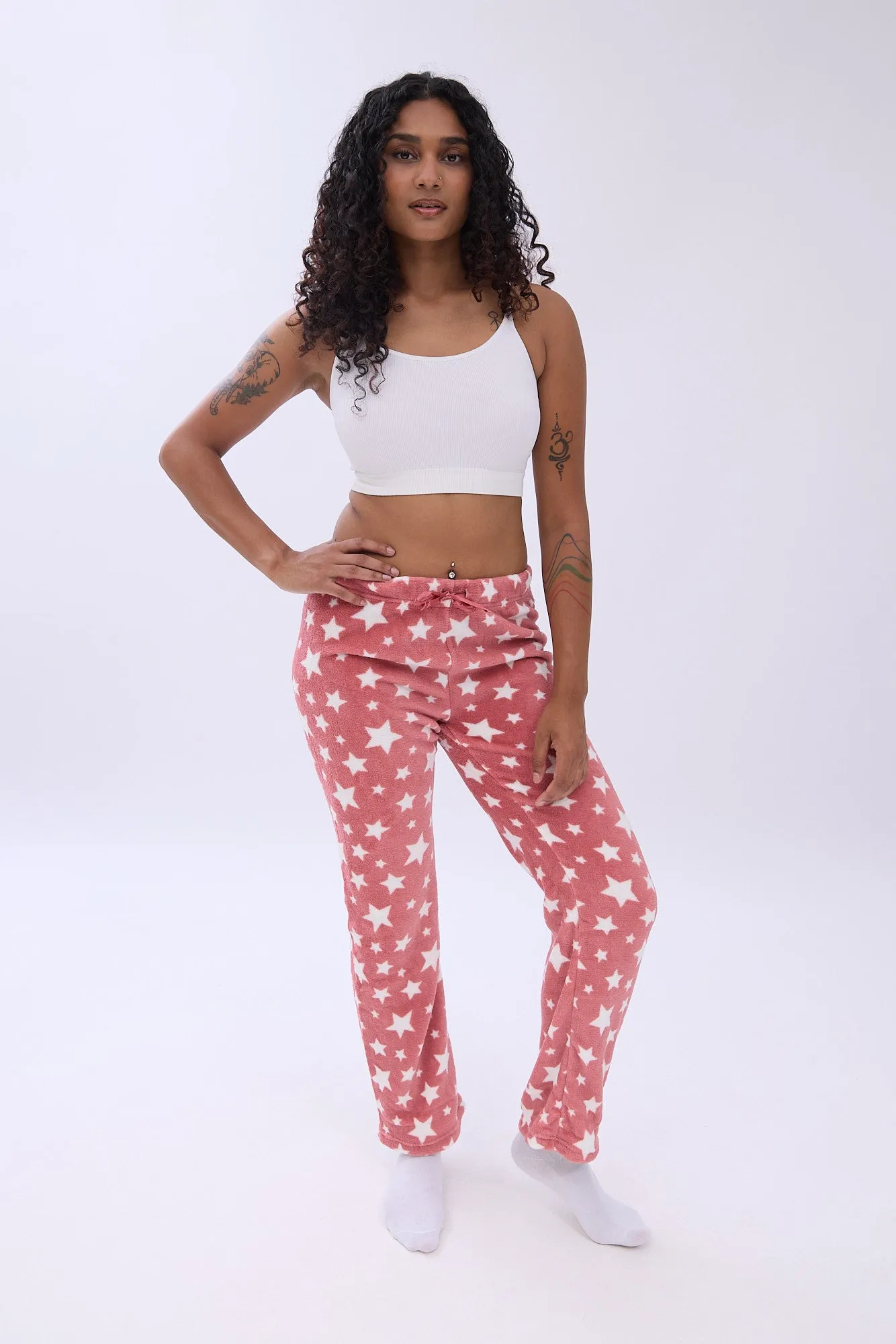 Printed Plush Pajama Pants