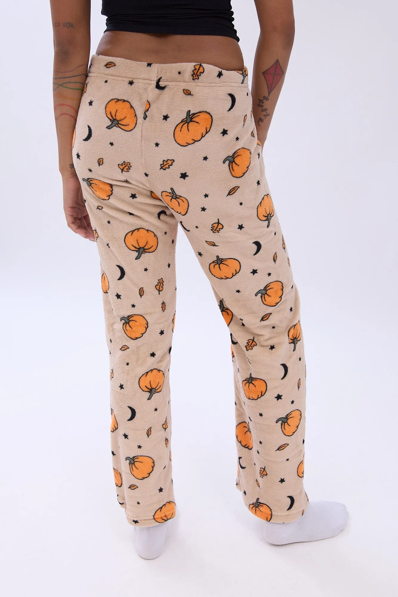 Printed Plush Pajama Pants