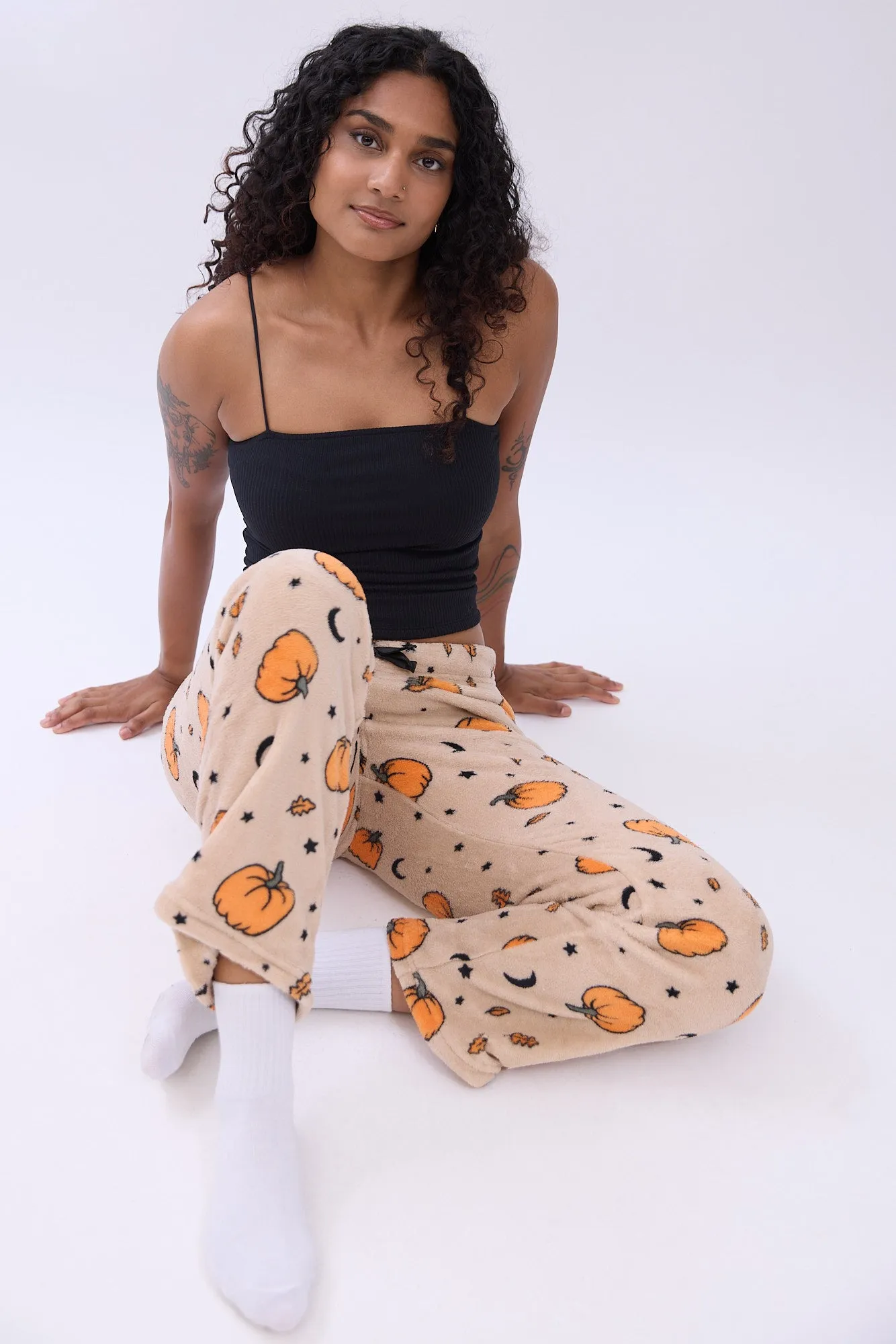 Printed Plush Pajama Pants