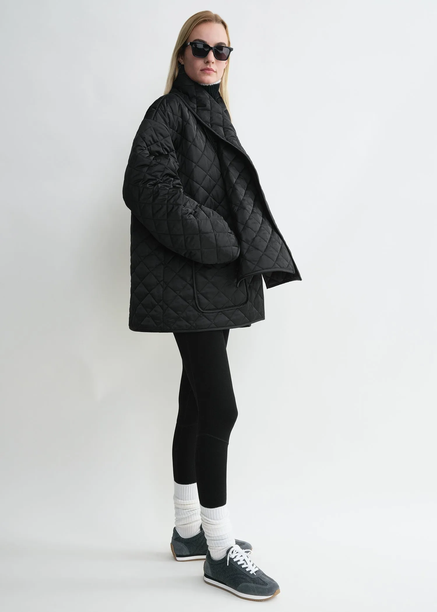 Quilted scarf jacket black