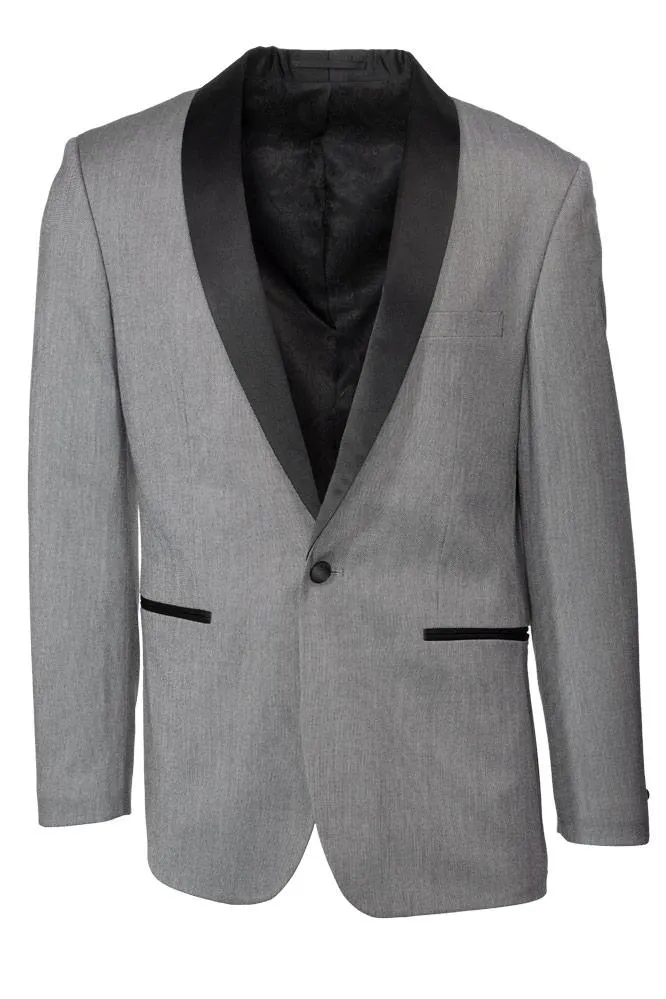 "Sebastian" Grey Pindot Tuxedo Jacket