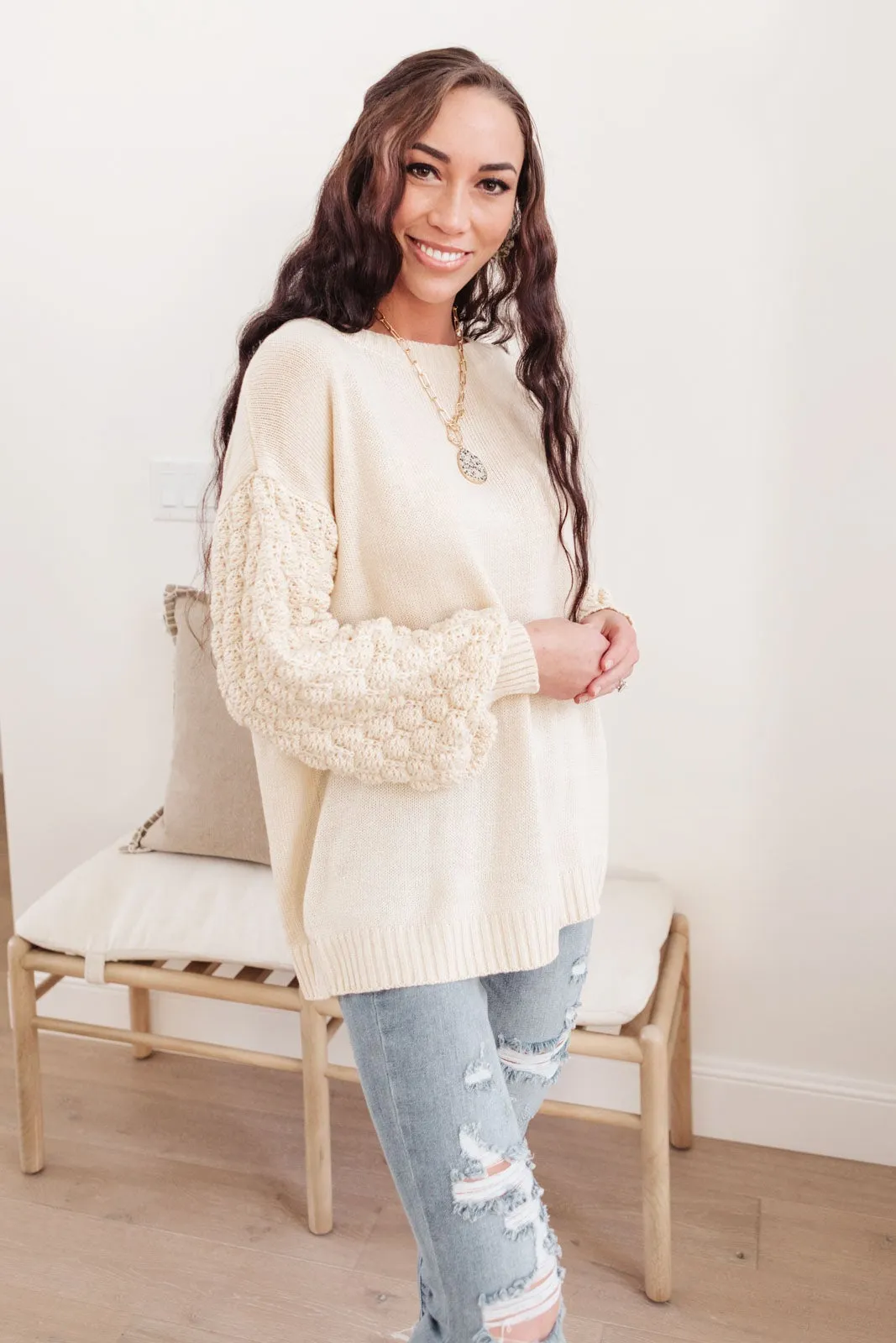 RACK SALE Bubbly B Sweater In Ivory - S/M