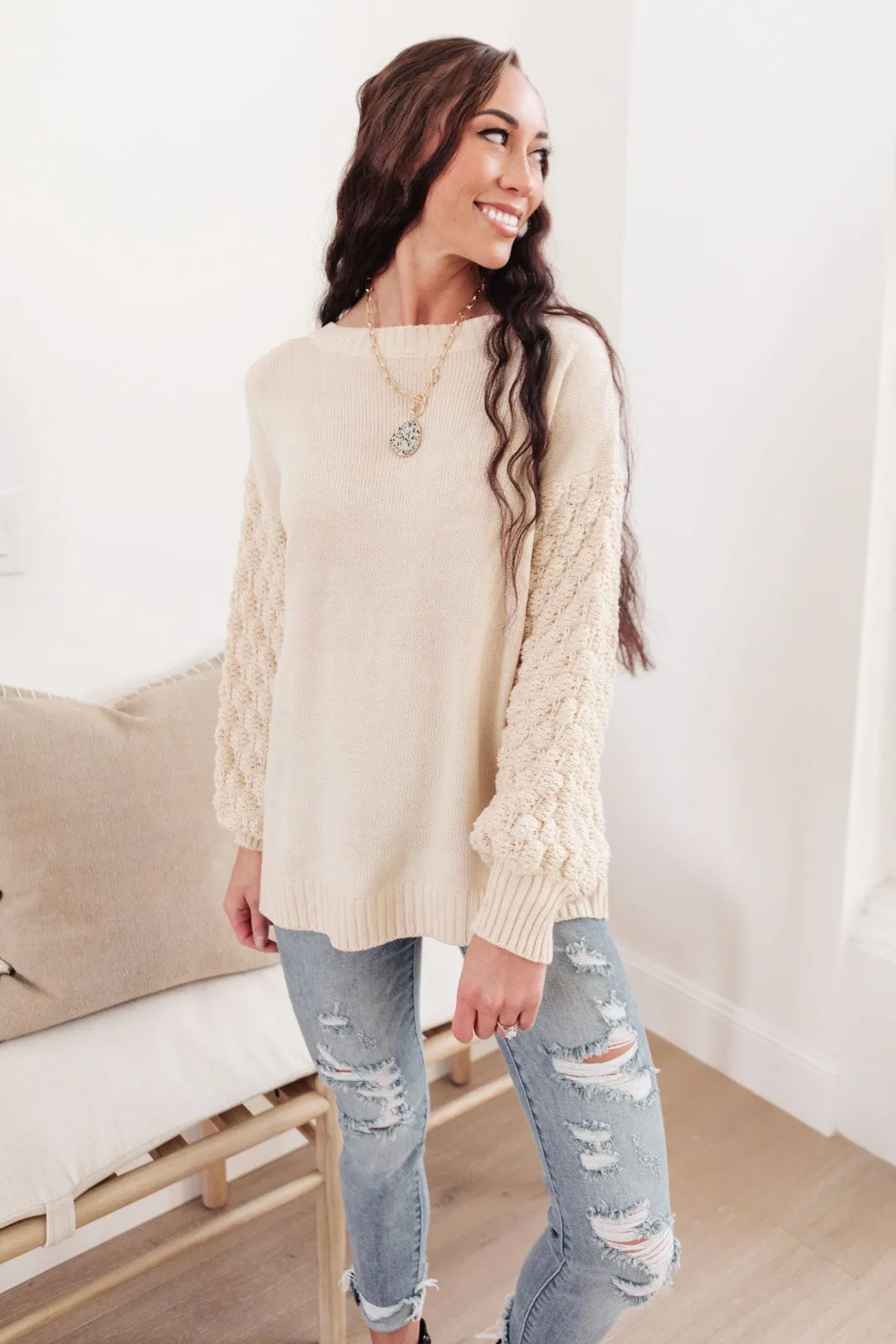 RACK SALE Bubbly B Sweater In Ivory - S/M