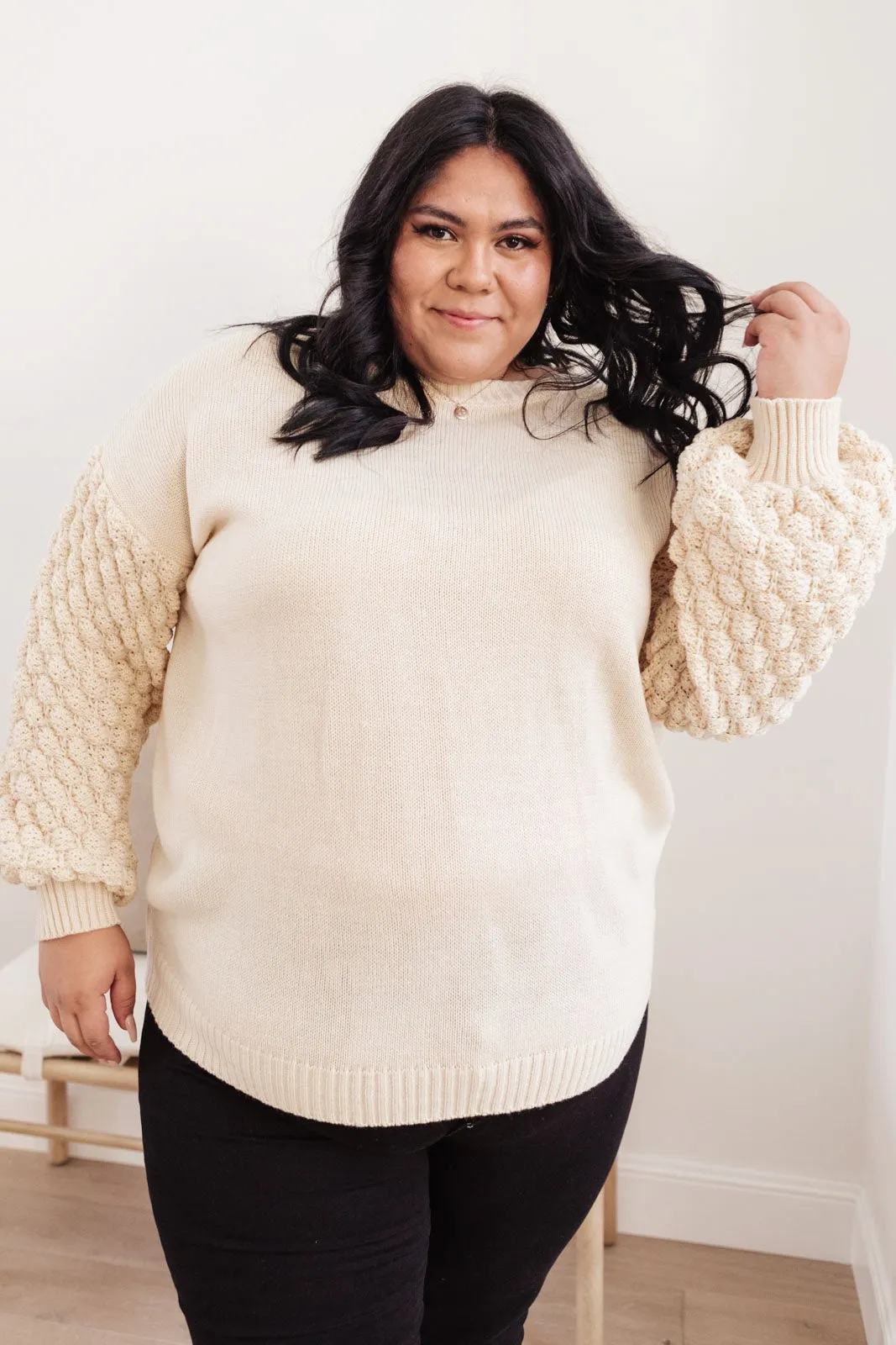 RACK SALE Bubbly B Sweater In Ivory - S/M