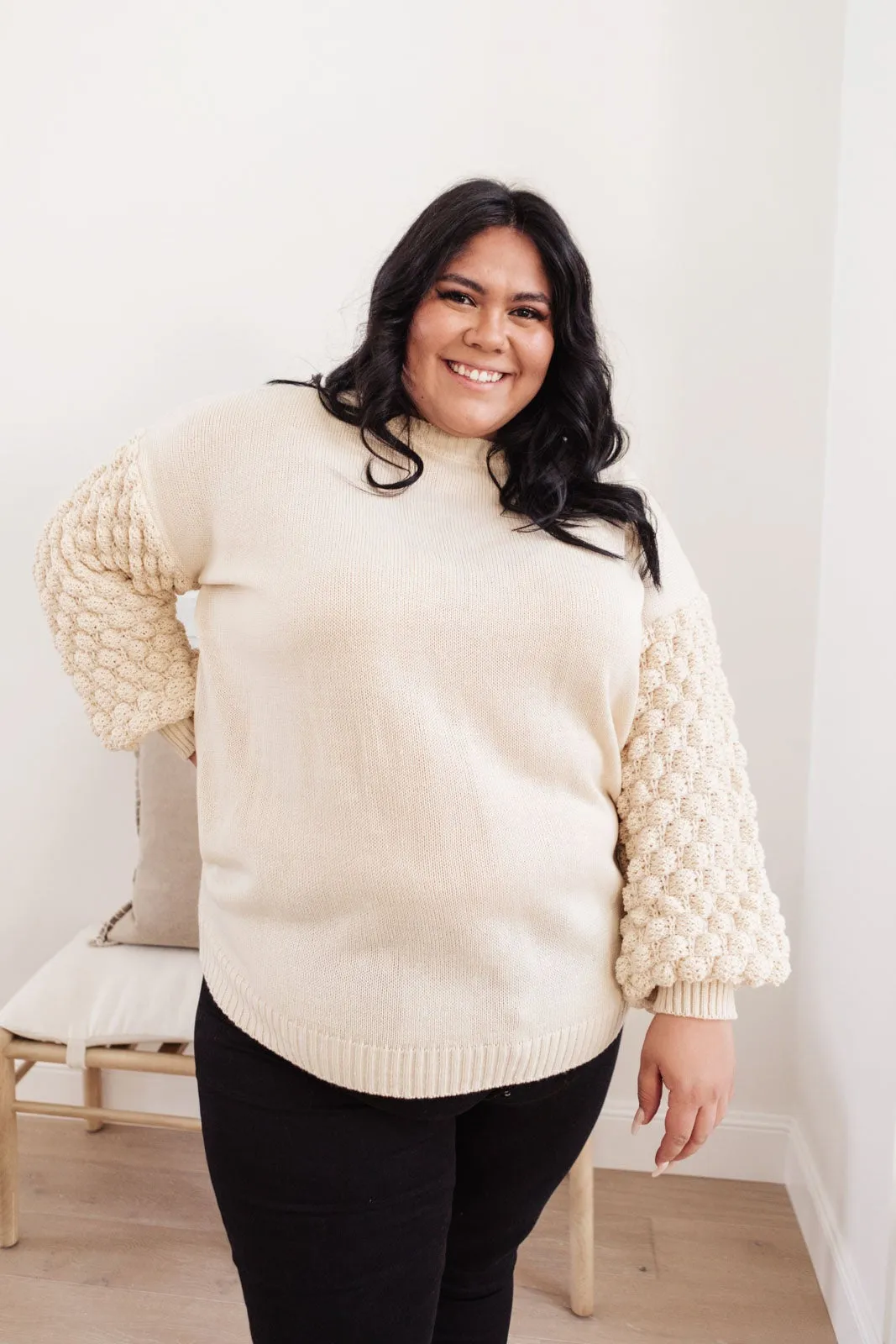 RACK SALE Bubbly B Sweater In Ivory - S/M