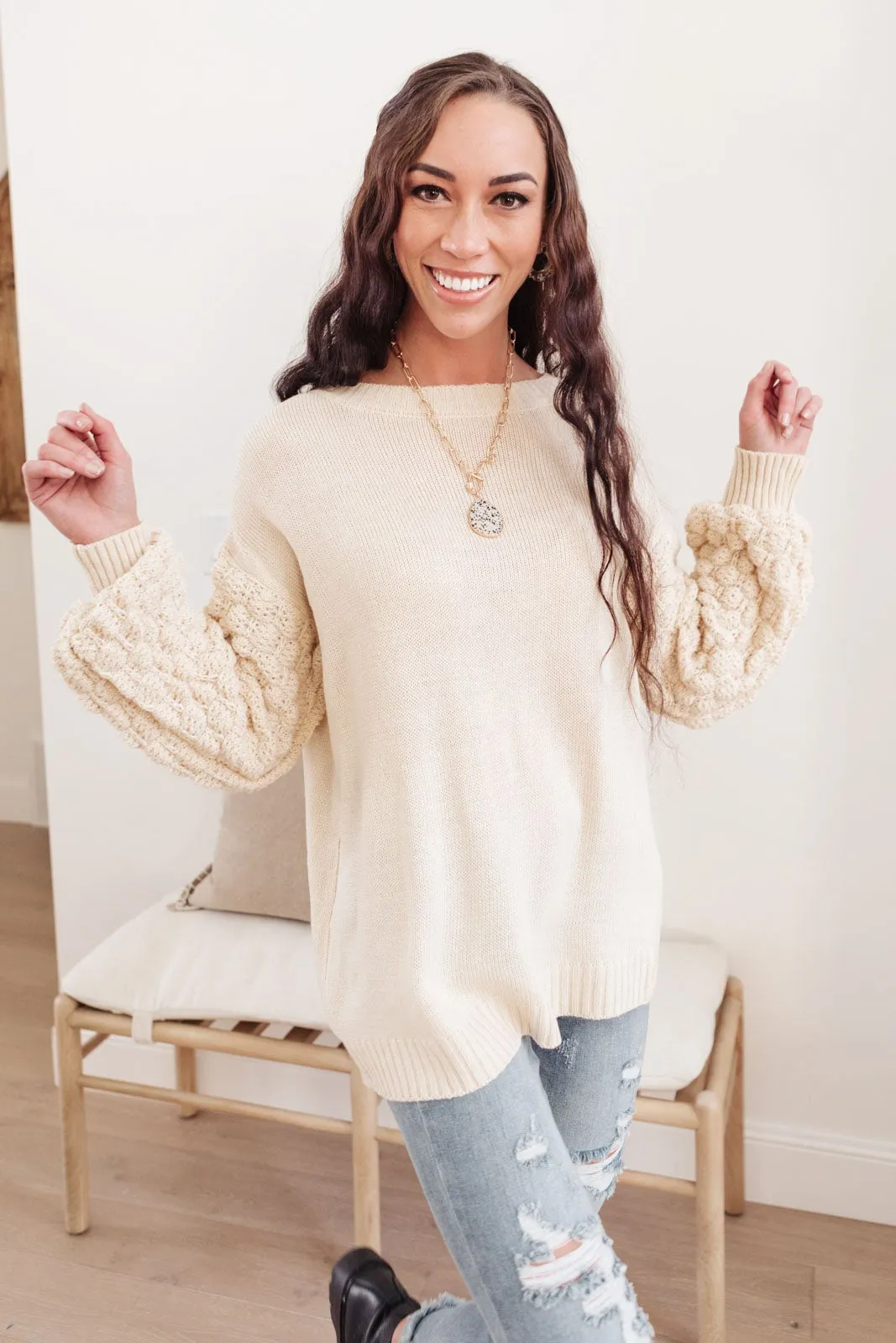 RACK SALE Bubbly B Sweater In Ivory - S/M