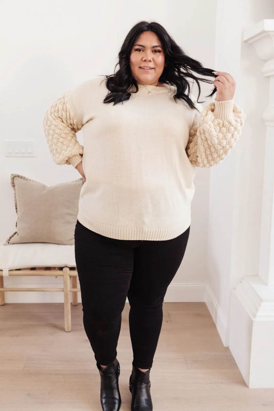 RACK SALE Bubbly B Sweater In Ivory - S/M