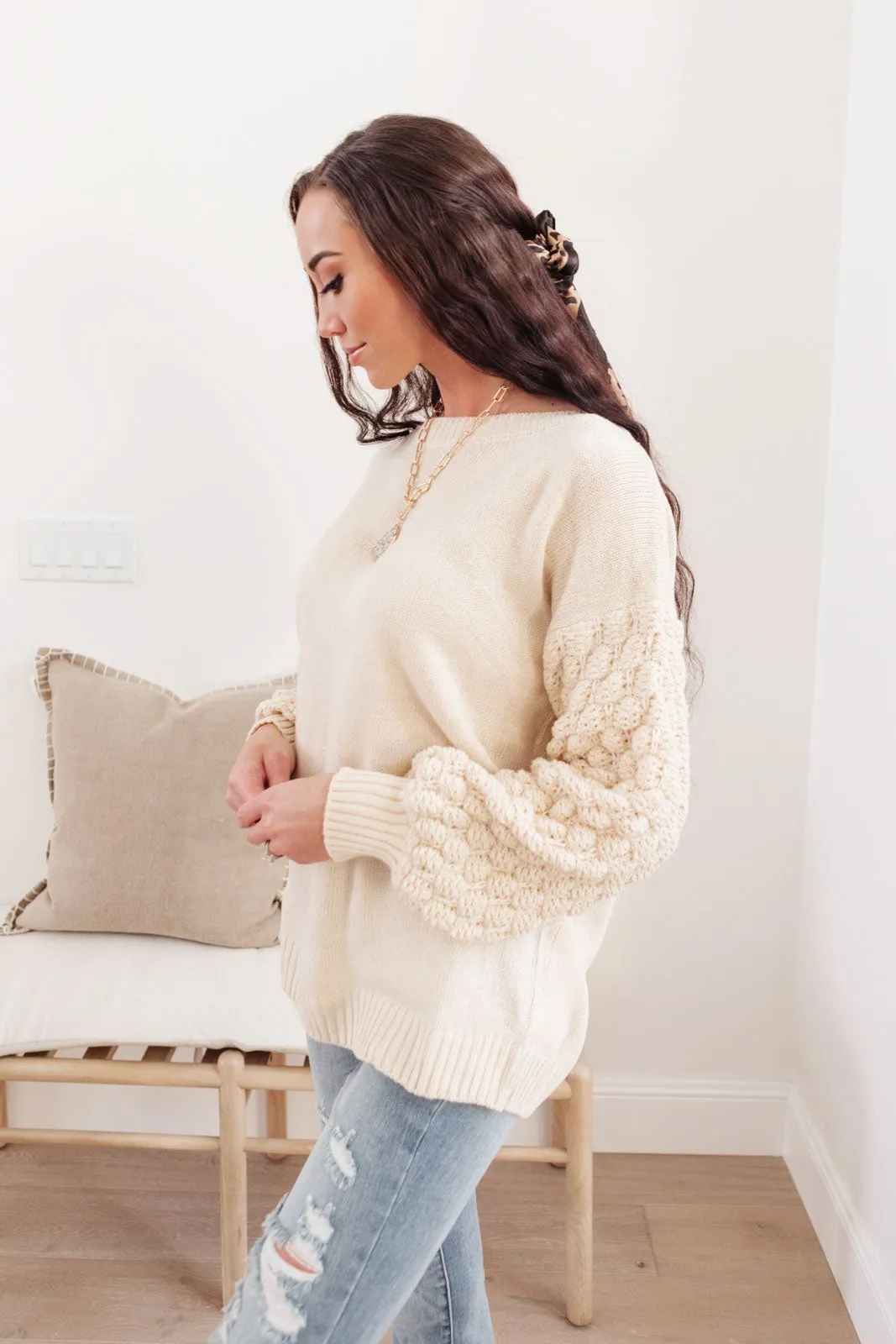 RACK SALE Bubbly B Sweater In Ivory - S/M