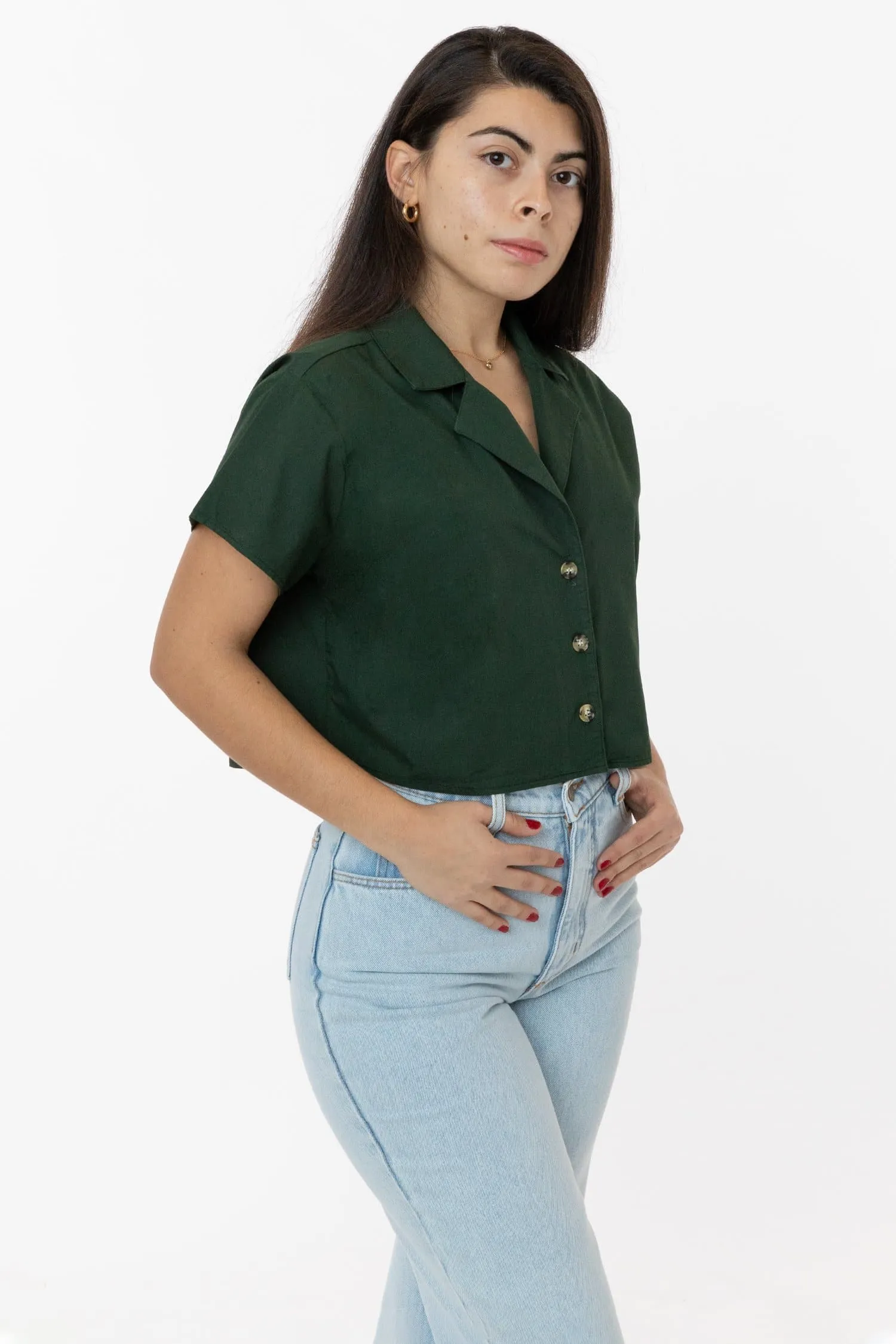 RCP315GD - Boxy Cropped Camp Collar Shirt