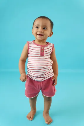 Red Stripes-Boys Vest and Shorts