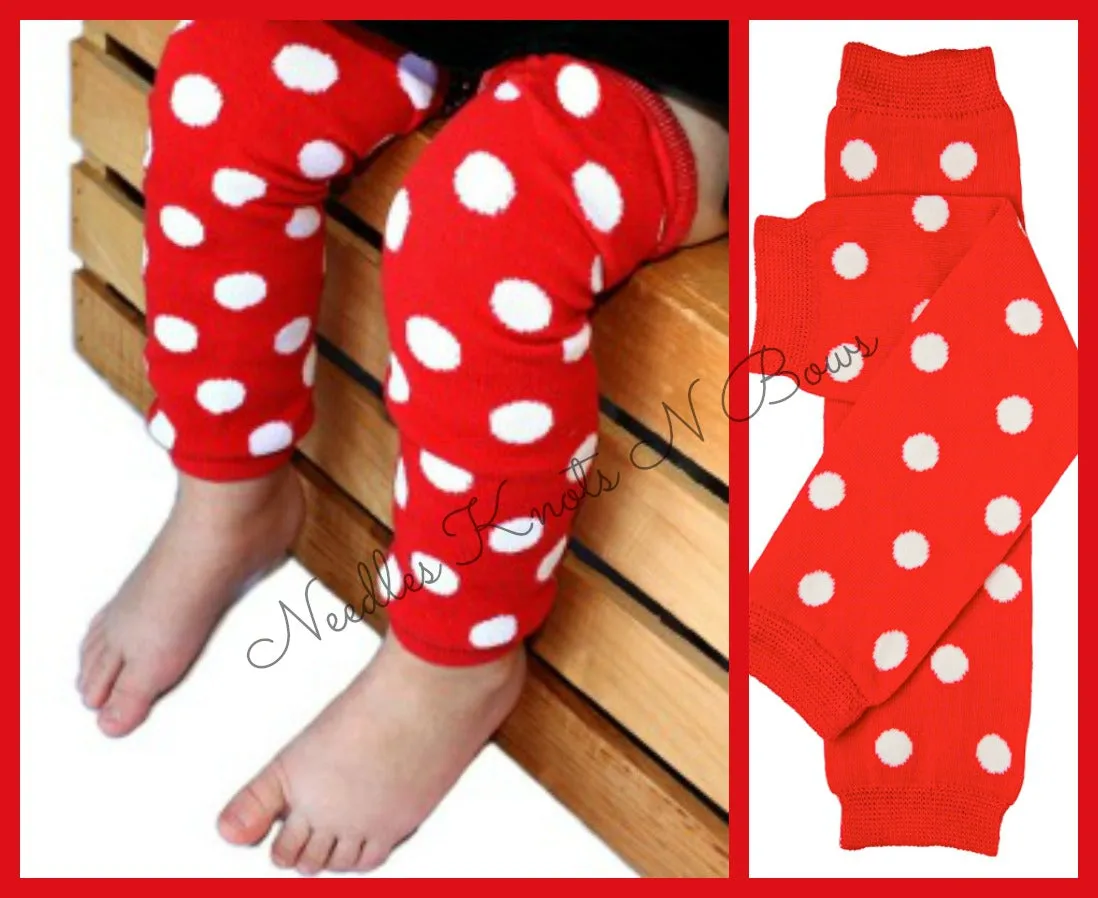 Red, White Polka Dot Leg Warmers, Baby Toddler