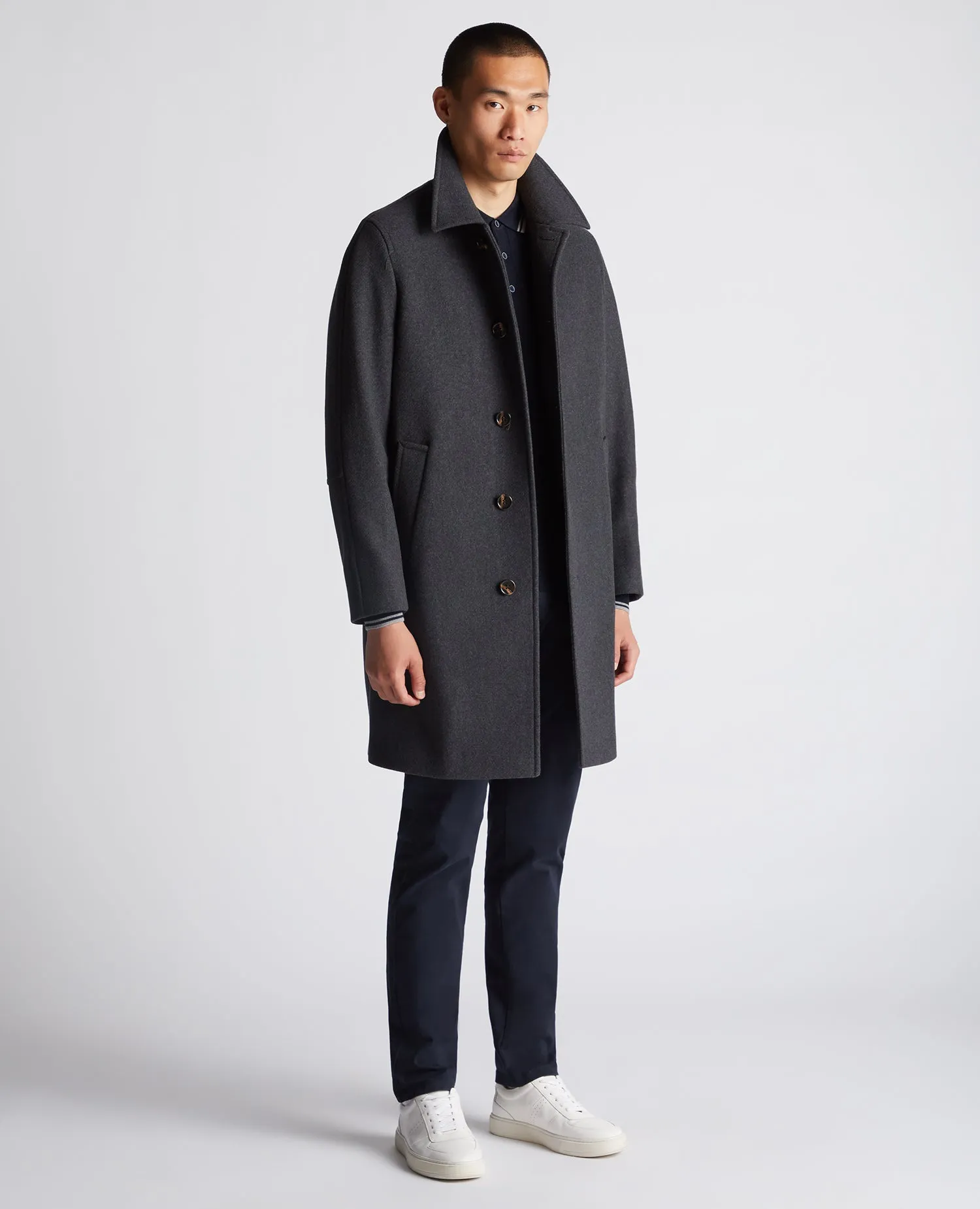 Relaxed Fit Wool-Blend Tailored Coat