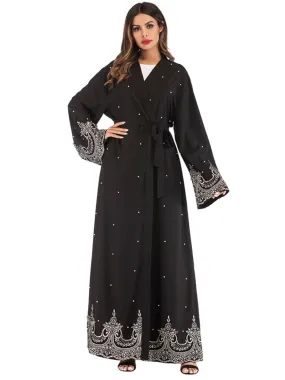 Retro Polka Dot Muslim Women'S Overcoat Long Skirt