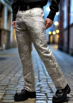 ROCKER PANTS - EDWARDIAN BROCADE - SILVER