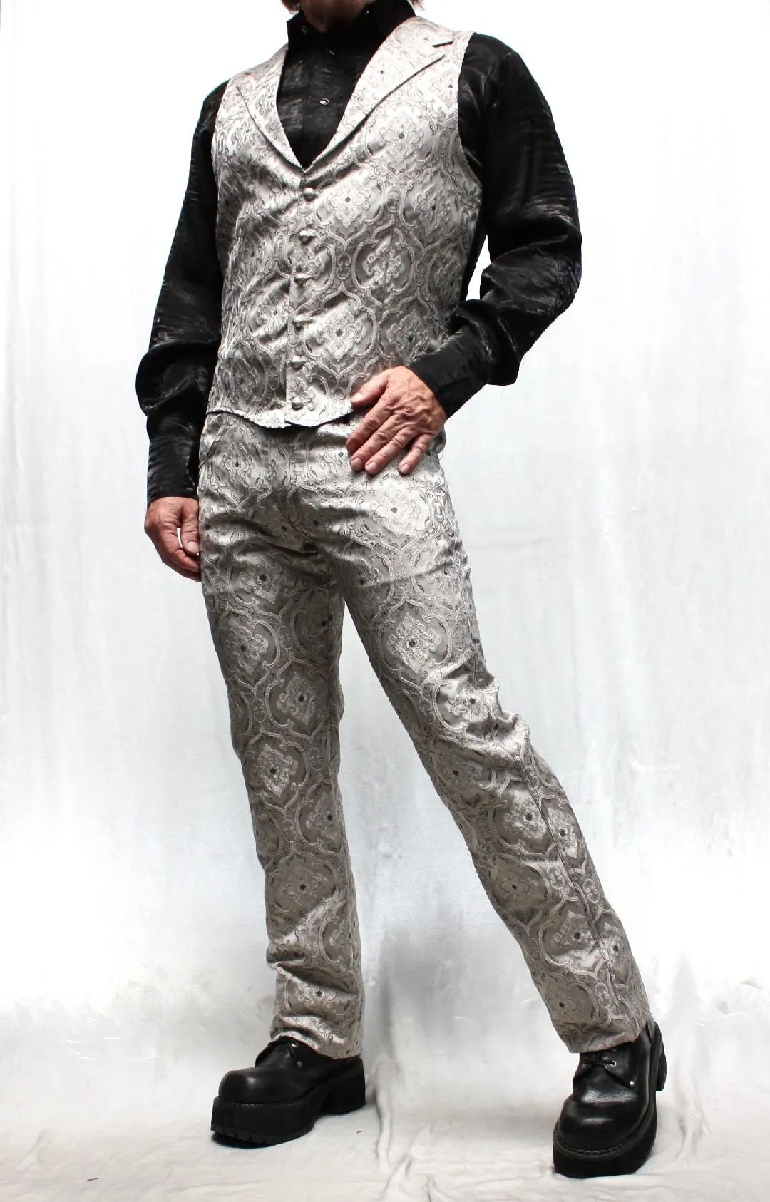 ROCKER PANTS - EDWARDIAN BROCADE - SILVER