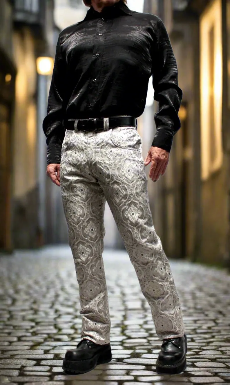 ROCKER PANTS - EDWARDIAN BROCADE - SILVER