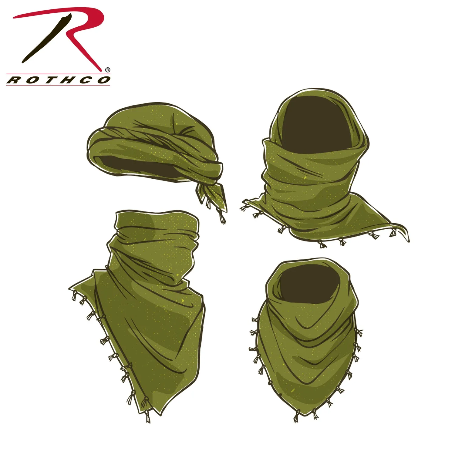 Rothco Solid Color Shemagh Tactical Desert Keffiyeh Scarf