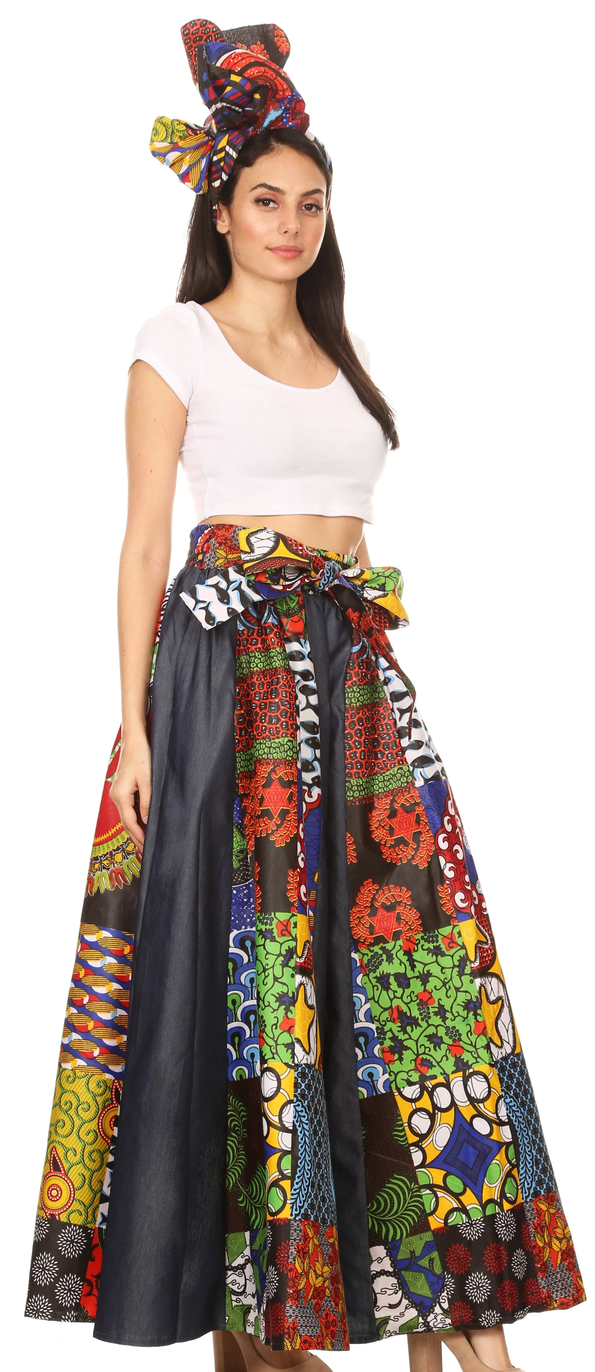 Sakkas Amarella Women's African Print Wide Leg Pants w/Pockets and Elastic Waist