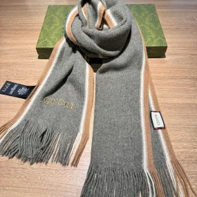 SCARF 180 CM IN SHADOW GRAY MIX PEANUT BROWN WOOL 403965