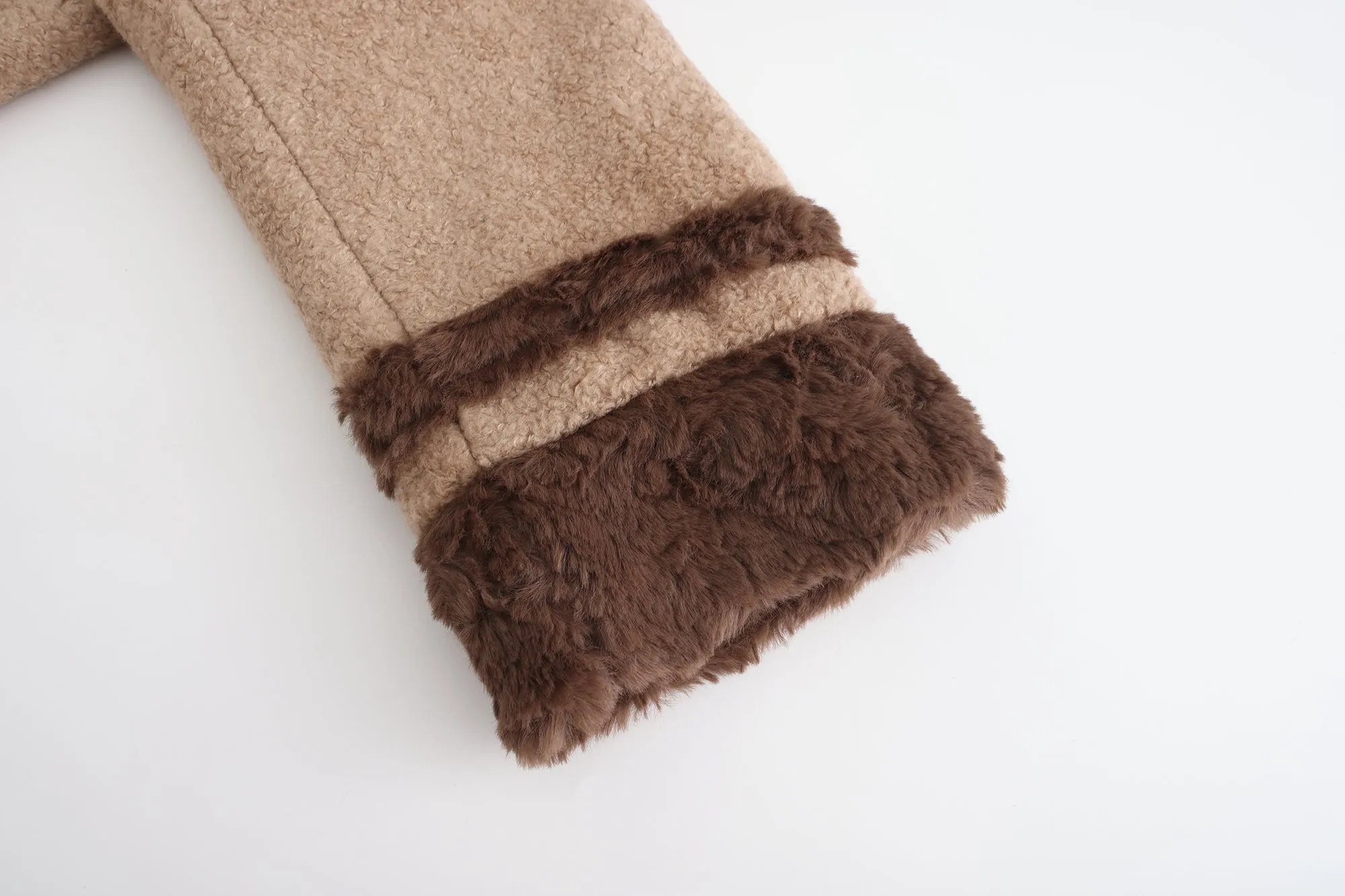 Scarf Teddy Shearling Jacket - Camel