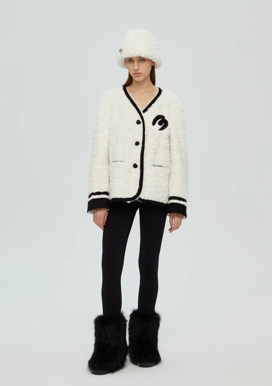 Scarf Teddy Shearling Jacket - White