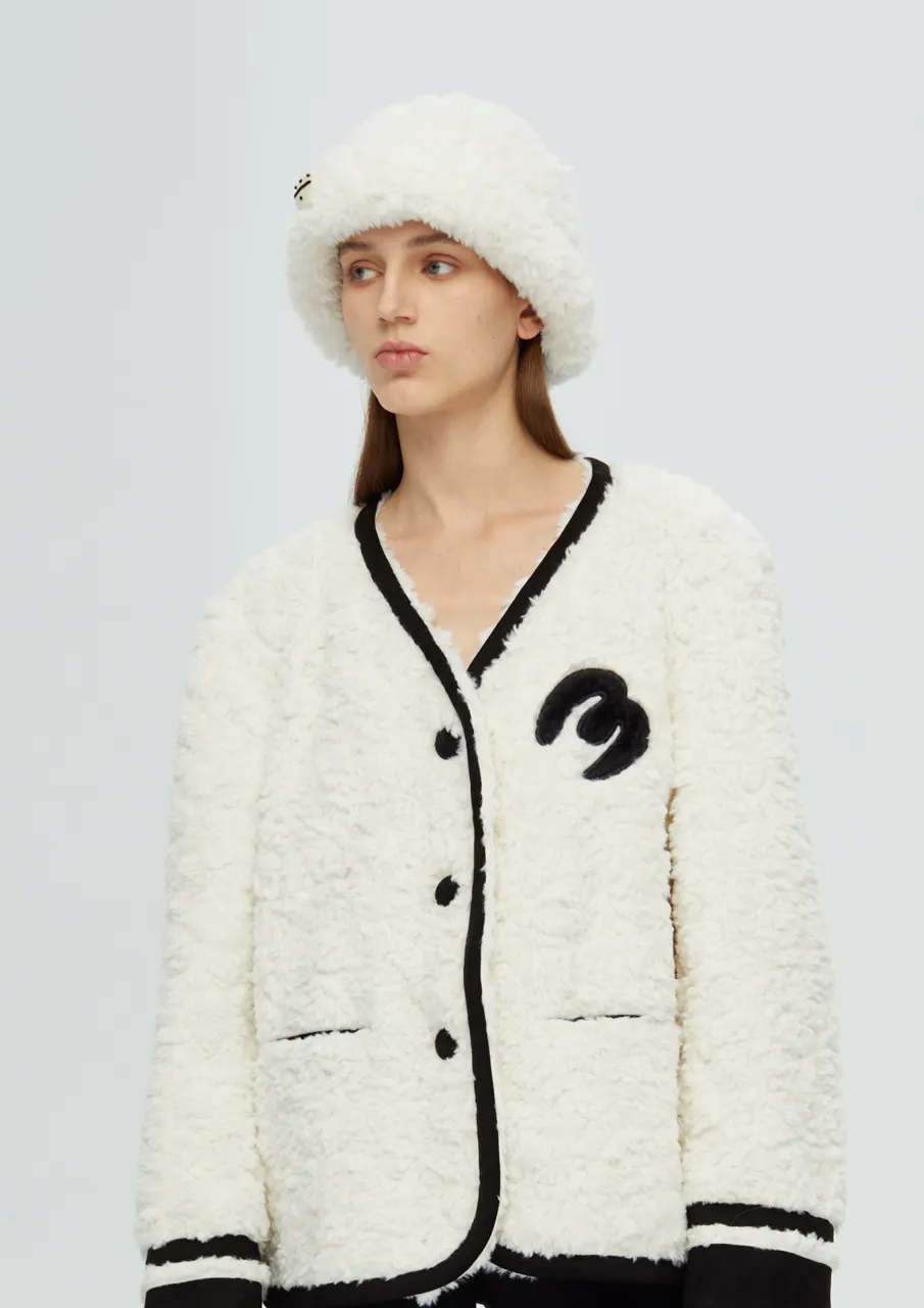 Scarf Teddy Shearling Jacket - White