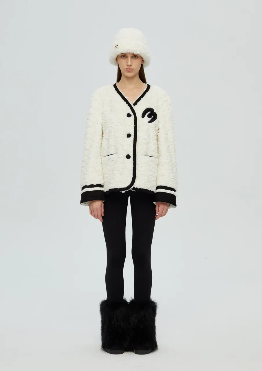 Scarf Teddy Shearling Jacket - White