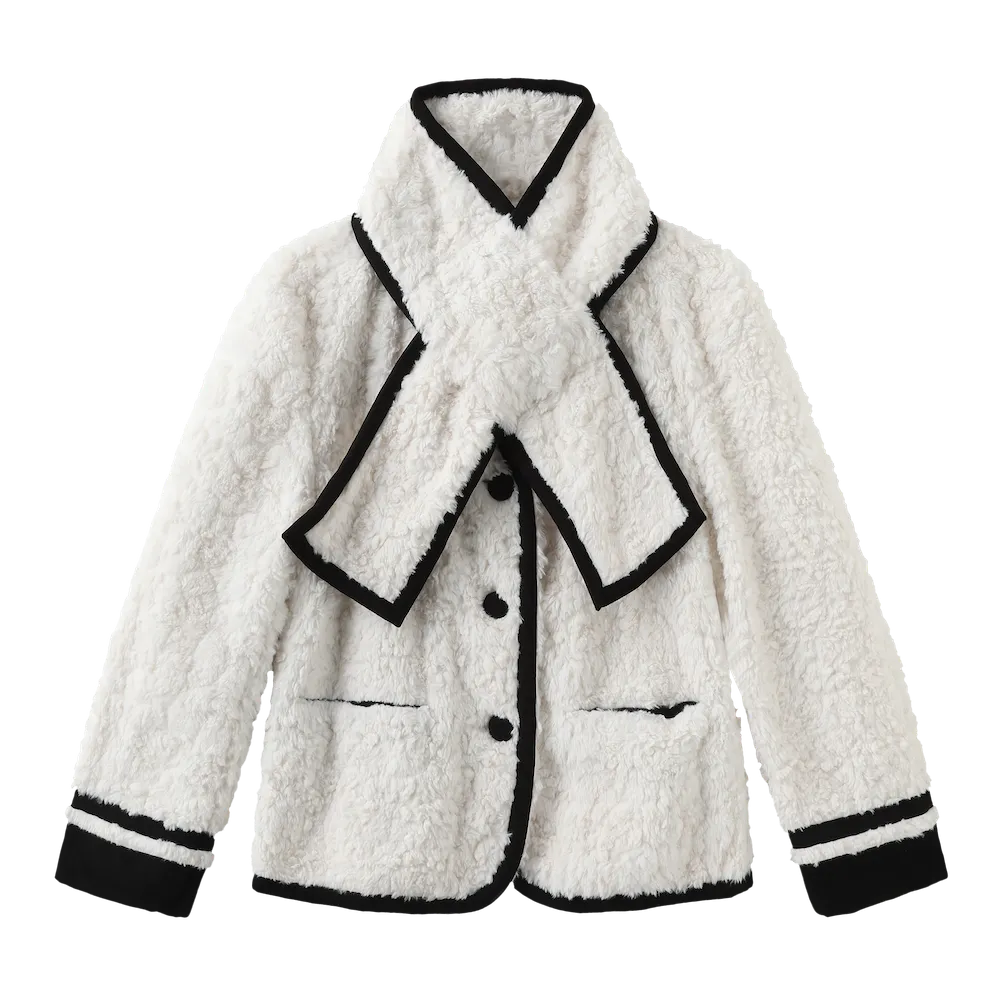 Scarf Teddy Shearling Jacket - White