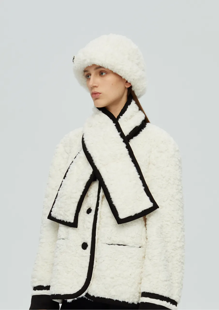 Scarf Teddy Shearling Jacket - White