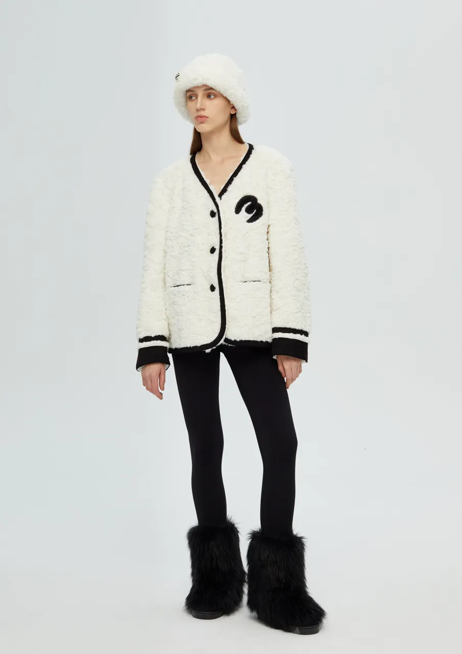 Scarf Teddy Shearling Jacket - White