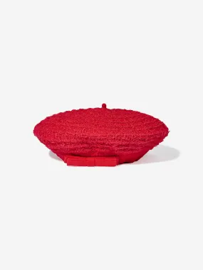 Self Portrait Girls Knitted Beret in Red