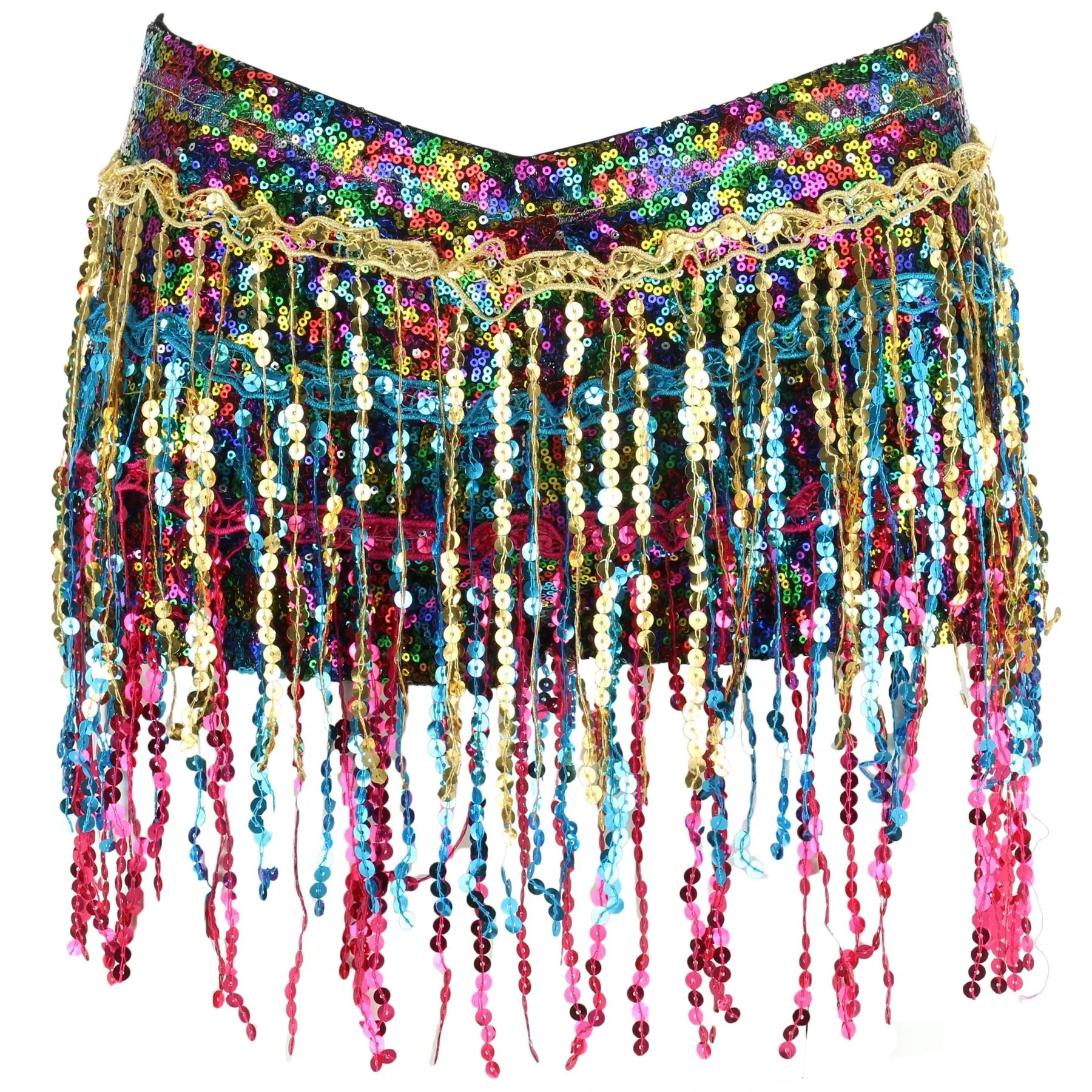 Sequin Tassel Hot Pants - Rainbow